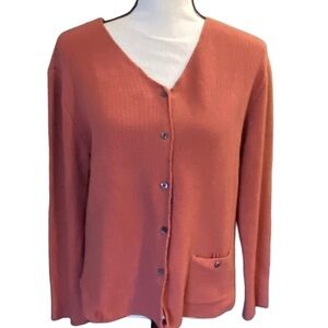 𝅺j Jill Lightweight Maroon/Pink Button Down Cardigan One Pocket Size Small